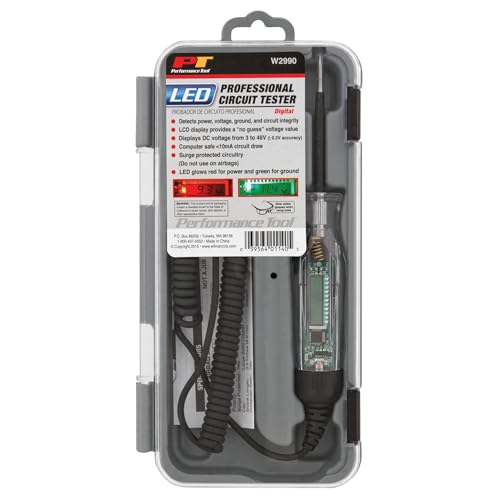 Image of Performance Tool W2990 Computer Safe LED Digital Circuit Tester 3 to 48 Volt With Case