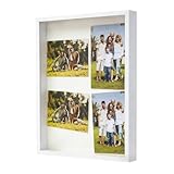 3D Bilderrahmen zum Befüllen, Blumen und Erinnerungsstücke, Shadow Box für Wanddekoration, Objektrahmen mit 3 cm Tiefe, Fotorahmen zum Basteln, für Fotos, Hochzeitsstrauß (A3 Weiß, 44*31*3)
