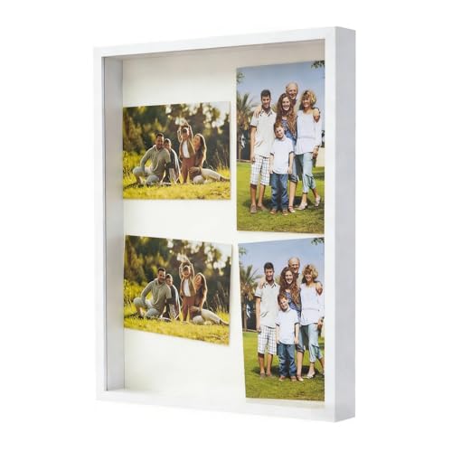 3D Bilderrahmen zum Befüllen, Blumen und Erinnerungsstücke, Shadow Box für Wanddekoration, Objektrahmen mit 3 cm Tiefe, Fotorahmen zum Basteln, für Fotos, Hochzeitsstrauß (A3 Weiß, 44*31*3)