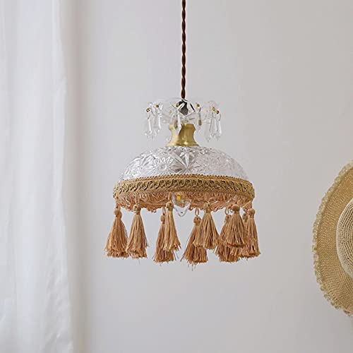 Moderne kwast kroonluchters, boho macrame lamp schaduw opknoping lamp hand weven touw plafondlampje, for slaapkamer… - Afbeelding 3