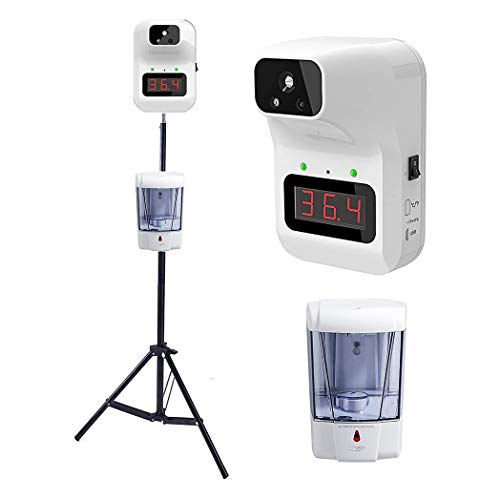 Wandmontierter Infrarot-Temperatur-Scanner, Berührungsloser Infrarot-Sensor-Temperaturmessgerät Mit Stativ Und Hand Sanitizer-Dispenser