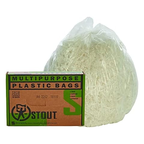 Stout by Envision - GPBF-2424 ProPerformance 10 Gallon Clear Can Liners - 100 Bags - 0.8 mil Heavy Duty Puncture & Tear Resistant Garbage Trash Bags Cover