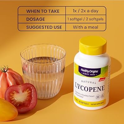Healthy Origins Lycopene 15 mg, 60 Softgels - Natural Tomato Derived Antioxidant Supplement - Supports Prostate Health, Cardiovascular Function & Skin Cellular Support