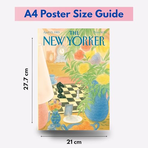 Image of Yellow Town India THE NEW YORKER Art Prints | Set of 4 A4 Posters with Wall Friendly Adhesive | 300 GSM Unframed Girly Moodboard Aesthetic Posters for Room Decor