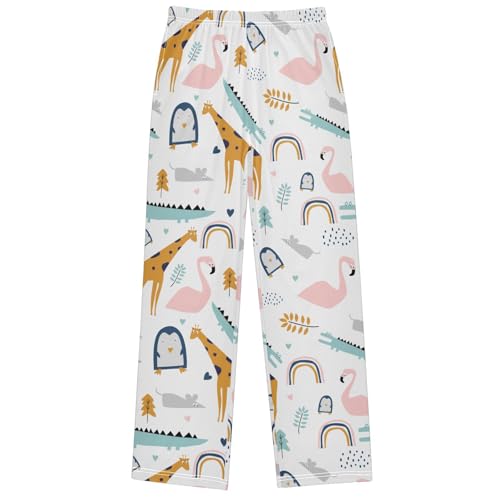 Boy's Pj Pants Crocodile Giraffe Mouse Penguin Lounge Bottoms Elastic Waist Kids Joggers with Pockets Size 6-14