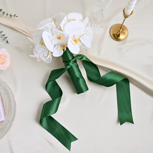 Image of Double Face Forest Green Satin Ribbon 2 inch X 25 Yards Polyester Forest Green Ribbon for Gift Wrapping Very Suitable for Weddings Party Hair Bow Invitation Decorations and More