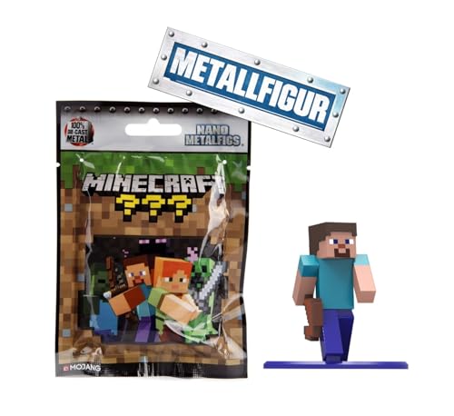 Jada Toys Minecraft Figur (1x Mystery Figur in Blind Pack) - 1 detaillierte Nano Sammelfigur (4 cm), 1 von 13 Figuren aus Metall für Fans und Sammler ab 3 Jahre
