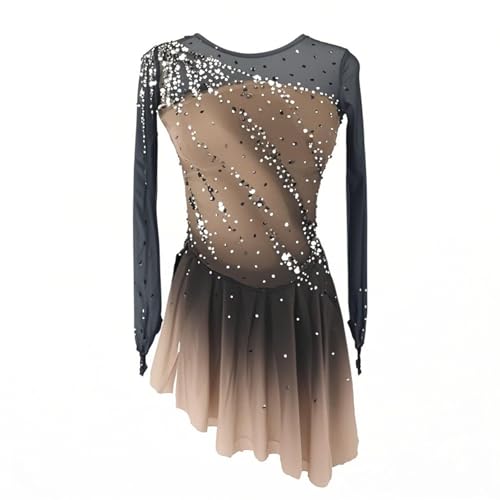 LIUHUO Figure Skating Dress Girls Women Elegant Gradient Quality Crystals Competition Skate Skirt Yellow