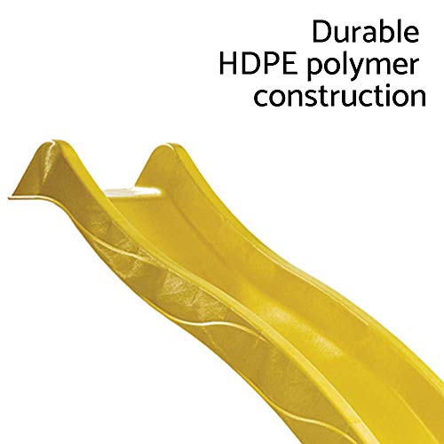 Blue Rabbit Play Outdoor 10 Foot Wavy Kids Slide, Plastic Slide For Five Foot Playground Deck, Easy One Piece Installation Yellow Toddler Playground Slide #TOP2