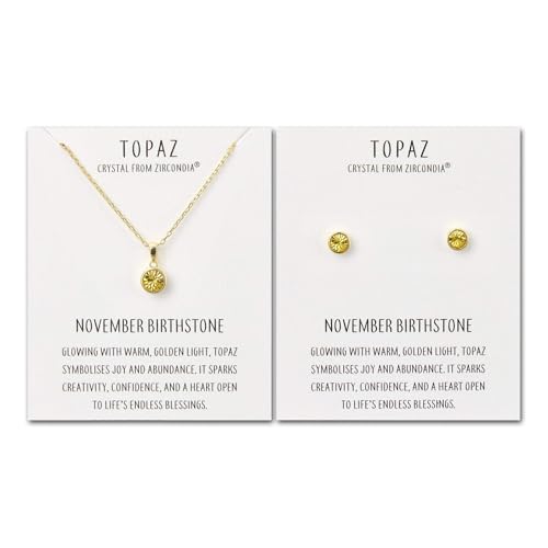 Juego de collar y pendientes Philip Jones de topacio para regalo de cumpleaños