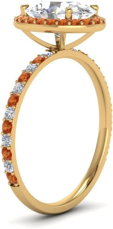 Choose Your Gemstone 14k Yellow Gold Plated Oval Shape Halo Engagement Rings for Women, Bridal, Wedding, Engagement, Birthday, Birthstone Ring : US Size 4 to 12