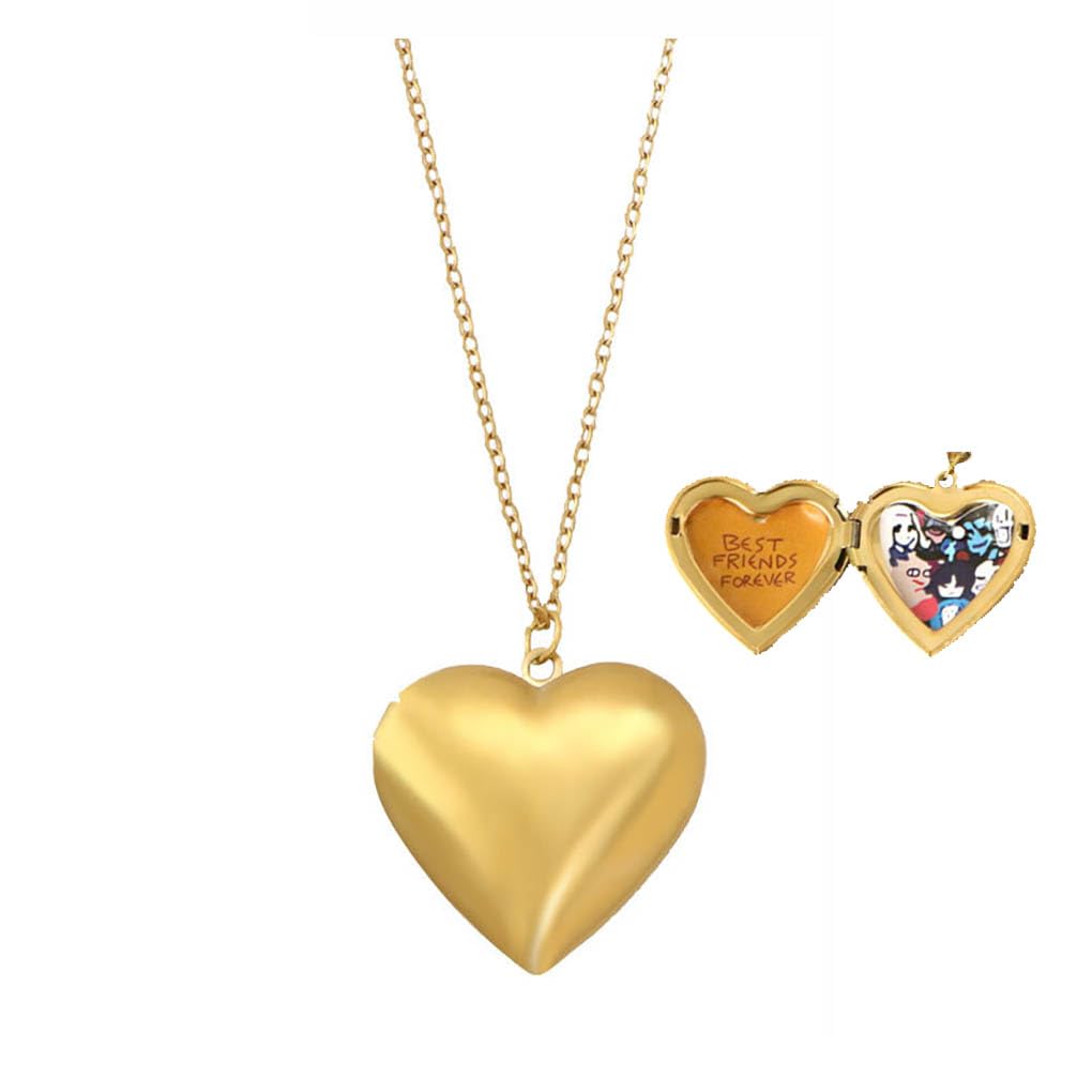 JUSONGKWCP Under Tale Heart Necklace for Men Women Fashion Heart Gold Necklace Under Tale Sans Papyrus Frisk Cosplay Accessories Pendant Jewellery Chain