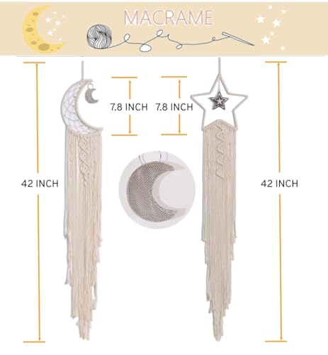 image for MaySol Dream Catchers, Star Moon Dream Catcher with Lights- Macrame Dr