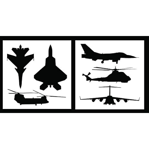 Auto Vynamics - STENCIL-MILAIRSET01-10 - Detailed Military Aircraft Stencil Set - Includes Fighter Jets & Helicopters! - 10-by-10-inch Sheets - (2) Piece Kit - Pair of Sheets Cover