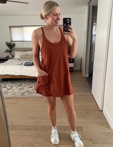 Image of Lianlive Women Athletic Mini Dresses Built-in Shorts Set Summer Sleeveless Sundress Hot Shot Mini Dress