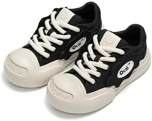 Amazon | Ocai スマイル キャンバス スニーカー 厚底 ブラック