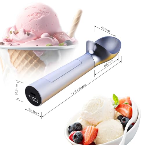 Cuillère à glace électrique – Métal antiadhésif, capacité de 56,7 g, température réglable pour crème glacée dure, étanche IP67