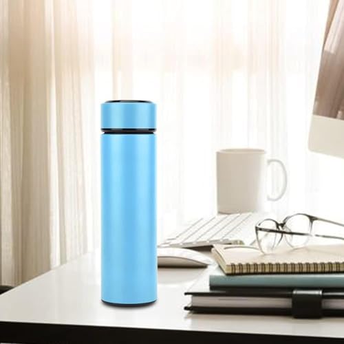 Image of Stainless Steel Smart Water Bottle with LED Temperature Display Double Wall Insulated Leak-Proof Flask Keeps Drinks Hot /Cold for 24 Hour (500ml) (Blue)