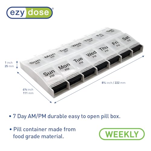 Ezy Dose 67585BKAMT Push Button (7-Day) Pill Case, Medicine Planner, Vitamin Organizer, 2 Times A Day Am/Pm, Large Compartments thumb #2