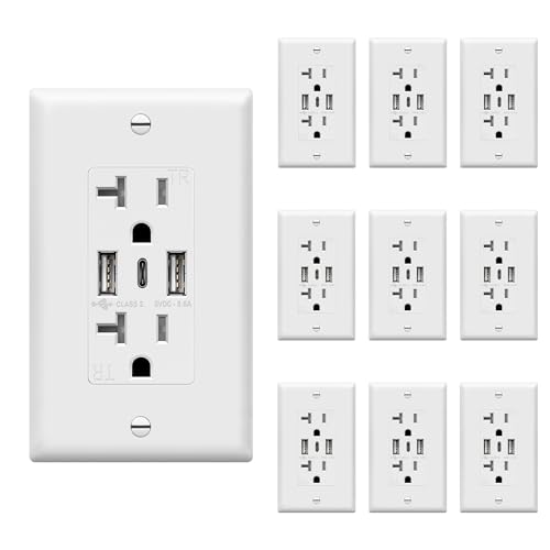 TOPGREENER 4.2A Dual Type A&C USB Wall Outlet, Charging Power Receptacle