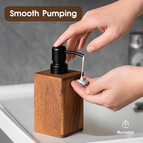 Image of 200ml Solid Wood Soap Dispenser for Bathroom,Kitchen -Wooden Refillable Hand Soap Pump, Lotion Dispenser, Bathroom Accessories, Wood Lotion Container (7oz /200ml)
