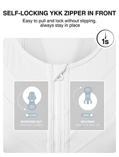 Yvette High Impact Zip Front Closure Sports Bras, Support For Large Bust Women, Supportive Comfortable, White (S Fit 36D 36Dd 36Ddd) #TOP2