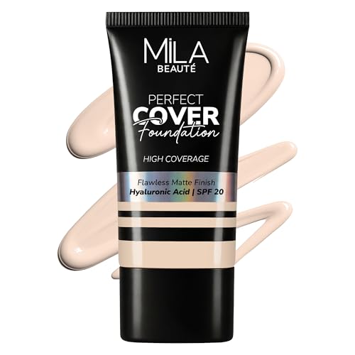 Image of Mila Beaute Perfect Cover Foundation with Hyaluronic Acid & SPF 20 | High Coverage & Flawless Matte Finish | Super Hydrating & Lightweight Formula | Suitable for All Skin Types - 1 Pearl