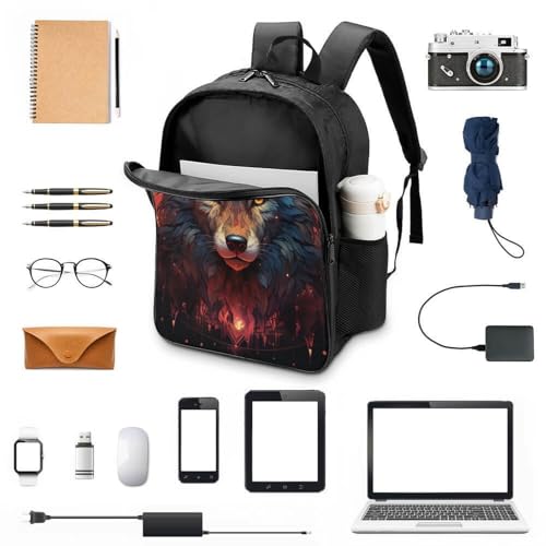Mochila escolar de lobo 3D con espacio para libros y ropa de viaje 4
