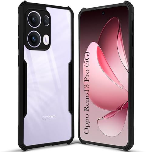 Image of Jkobi Back Cover Case for Oppo Reno13 Pro 5G | Oppo Reno 13 Pro 5G (Shockproof with Polycarbonate Clear Panel | Professional Black)