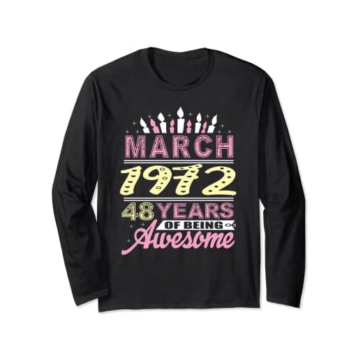 Marzo 1972 48 años de edad vela de cumpleaños 48 mujeres románticas Manga Larga