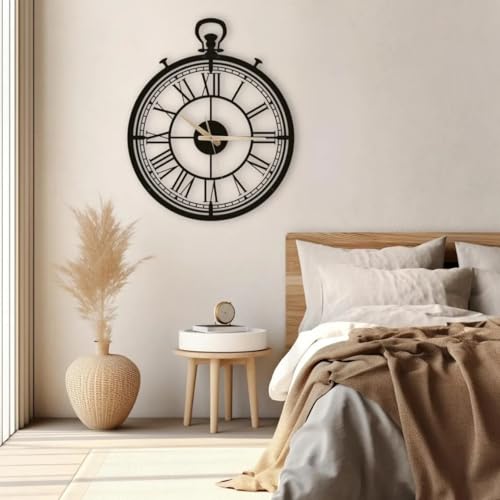 Image of Stylish Metal Analog Wall Clock for Living Room, Bedroom, Office, Kitchen, Home and Hall | Antique Fancy Big Size Modern Wall Watch for Home Decor (DA-230, 40 CM)