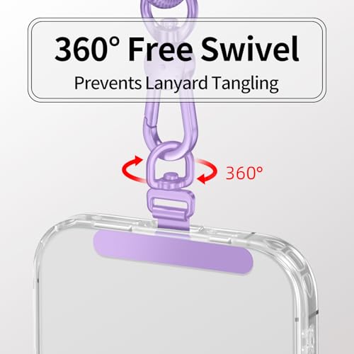 Image of saxsion Phone Tether Tab & Lanyard Tab, 360 Swivel Clip - Ultra Thin Stainless Steel Universal Patch for All Phone Cases