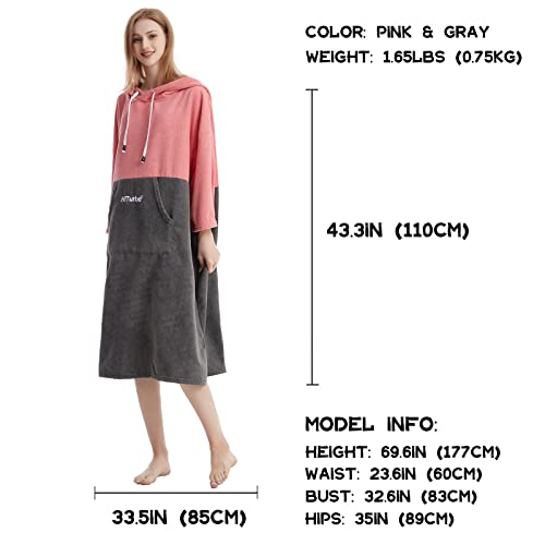 Hiturbo Changing Robe, Absorbent Quick Dry Surf Poncho, 3/4 Sleeve Microfiber Hooded Towel for Beach Swimming Surfing Bathing2