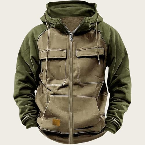 Tactical Hoodies for Men Full Zip Up Sweatshirt Cargo Hoodies Sweatshirts Halloween Hoodie Generic with Multi Pockets2