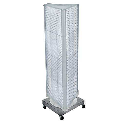 Azar Displays 700452-CLR Three-Sided REVOLVING PEGBOARD Tower Floor Display ON Wheeled Metal Base. Panel Size: 16