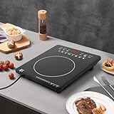 DELOPVIO Portable Induction Cooktop, Countertop Burner with Multi-Function, with Timer, Keep Warm Function, Preset Function, Sensor Touch Cooker for Tiny Kitchen, Apartment, Camping