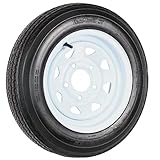 eCustomrim Trailer Tire Rim 4.80-12 480-12 4.80 X 12 12 in. Load B 5 Lug White Spoke Wheel - 2 Year Warranty w/Roadside
