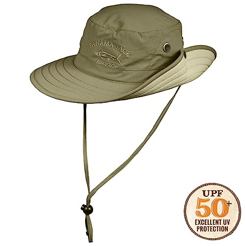 Panama Jack Boonie Fishing Hat - Lightweight, Packable, Upf (Spf) 50+ Sun Protection, 3" Floating Brim (Olive/Khaki, Large) #TOP4