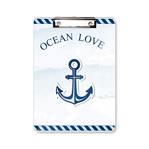 Porte-bloc classeur A4 bleu Ocean Love avec pince métallique pour documents