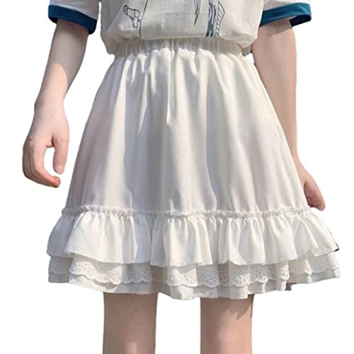 GVOZI Jupe plissée en Dentelle À Volants Mini Jupes Femme Harajuku Fée Grunge Jupe Plissée Noire Lolita Streetwear Cover