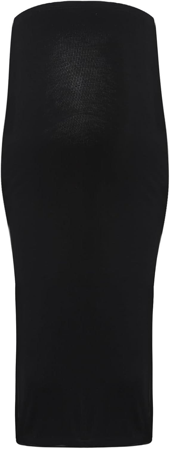 Work Maternity Skirt Office Wear Elastic Waist Ribbed Textured Pencil Skirt for Pregnant Women