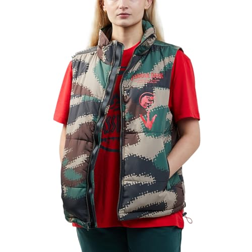 Bioworld Jurassic Park Logo & Adventure Text Adult Camo Zip Puffer Vest4