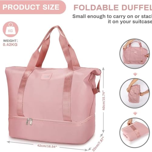 Sprqcart Travel Duffel Bag, Sports Tote Gym Bag, Shoulder Weekender Overnight Bag for Women (Pink) 7 41D0vHAwGvL