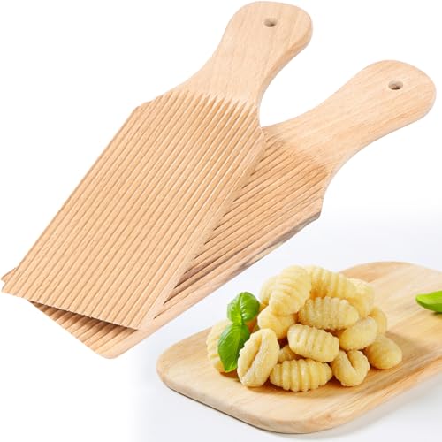 2 Pcs Wooden Gnocchi Board Butter Paddles 9.1 x 2.8 Inches Spaghetti Macaroni Pasta Board Practical Gnocchi Maker Homemade Pasta Making Tools for Home Restaurant Kitchen