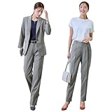 [ニッセン] パンツスーツ レディース 夏機能素材テーラードジャケット3点セット（ジャケット＋ストレートパンツ＋テーパードパンツ） 大きいサイズ有 グレー杢 13
