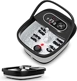 Snailax klappbares Fußbad mit Massage und Heizung, Fußsprudelbad mit 14 Heizstufen | Shiatsu-Rollen | Blasen | Rotlicht | Timer, Fußwanne elektrisch 35℃-48℃, faltbares Fußmassagegerät