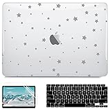 G JGOO Compatible with MacBook Air 13 Inch Case 2021 2020 2019 2018 Release M1 A2337 A2179 A1932 Touch ID, Clear Laptop Hard Shell Case + Keyboard Cover + Screen Protector, MacBook Air M1 Case, Stars
