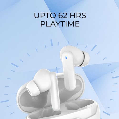 Image of RD WS-80 ZENIC Wireless in Ear Earbuds 15mm Drivers, 62 Hours Playtime, Upto 75ms Low Latency for Gaming, IPX5, Bluetooth 5.3, ENC Noise Cancellation, Smooth Touch Controls White