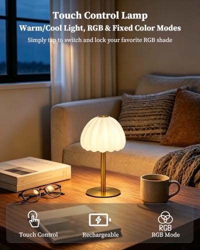Image of Hifree Rechargeable Waterproof Shower Lamp, IP65 Cordless Touch Small Desk Light for Inside Shower, 4500mAh Battery Operated Color Changing Table Lamp for Bathroom, Bedroom, Outdoor (Gold)