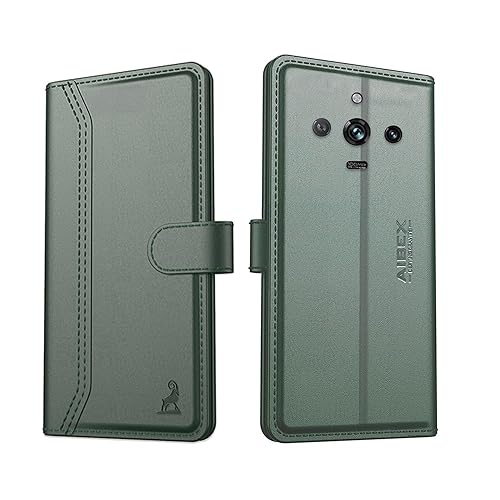 Image of AIBEX Compatible for Oppo A58 4G Flip Cover Leather Finish | Inside TPU with Card Pockets | Wallet Stand | Complete Protection Flip Case - Green